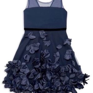 Authentic Marchesa Notte Girls Navy Floral Dress